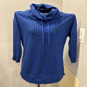 Liz Claiborne top blue and Black 3/4 sleeve cowl neck medium shirt